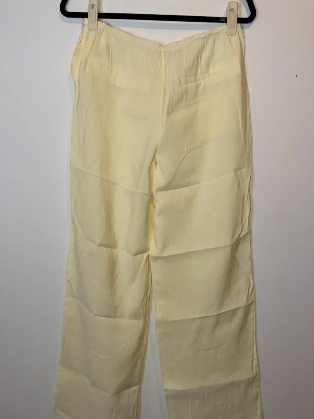 ZARA Pale Yellow Wide Leg Drawstring Pants Size M